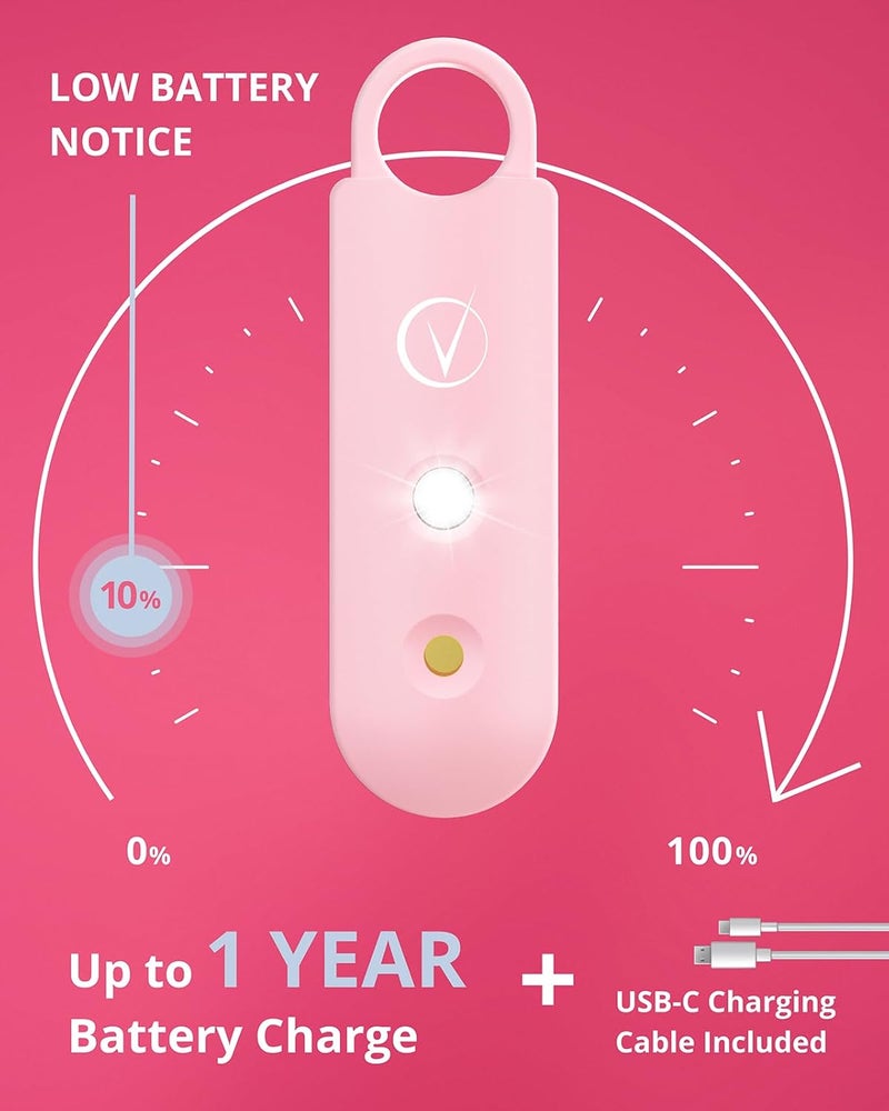 Vantamo Personal Alarm for Self Defense with Low Battery Notice, Strobe Light & Extra Loud 130 dB Double Speakers Safety Keychain Set for Women, Rechargeable Panic Button for Womens Self Defense - Image 4